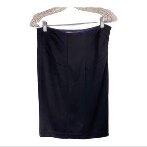DIANE von‎ FURSTENBERG Black Wool Blend Midi Pencil Straight Skirt Size 10